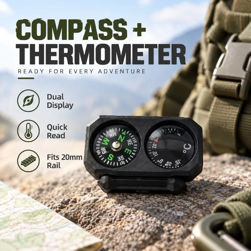 DIY Hobby Decor Nylon Compass Thermometer Unit Precise Dial Scale Compatible With 20mm Standard Rail