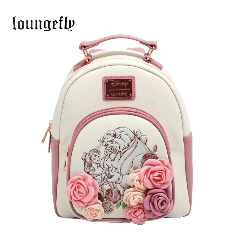 Loungefly Disney Beauty and The Beast Floral Sketch Mini Backpack Shoulder Bag Travel Bag Student Backpack Birthday Gift