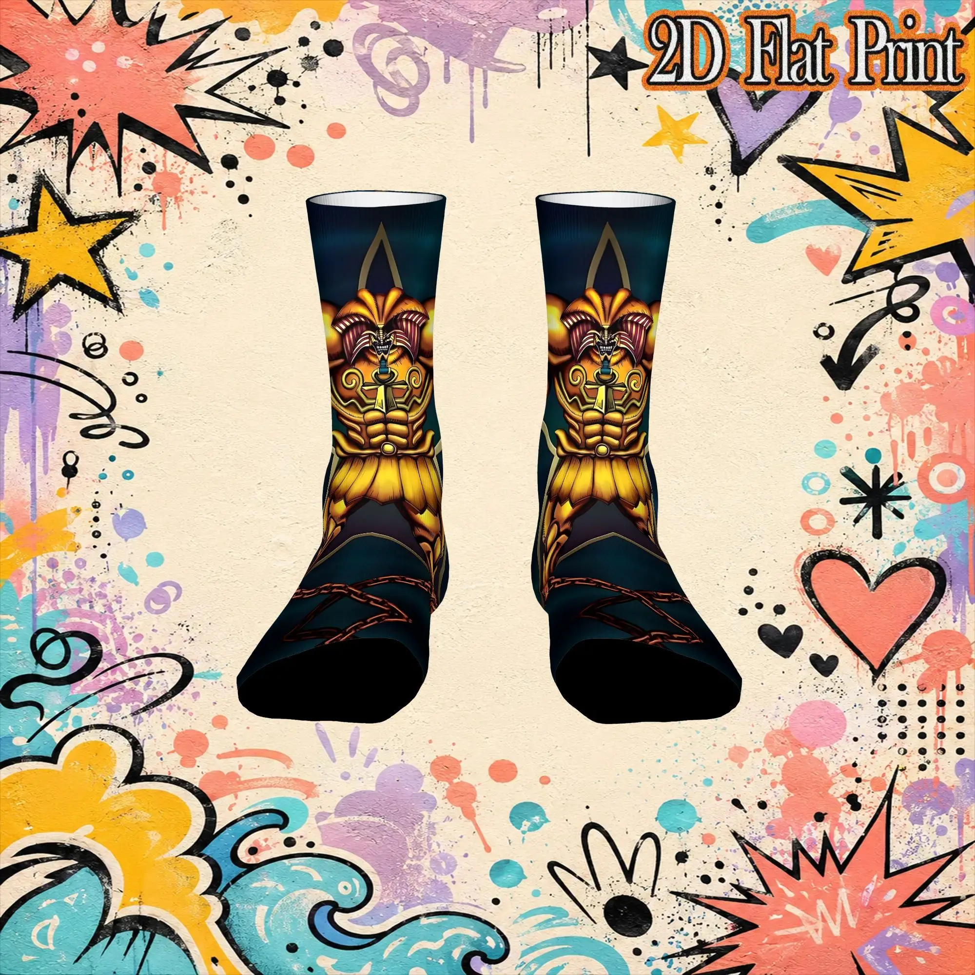 Fashion YU GI OH Card Meme Retro  Street Style Novelty Seamless Crew Crazy Sock Sports Socks