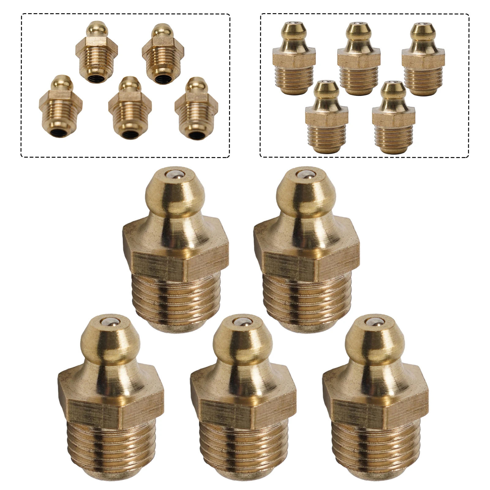 5Pcs Brass Straight Hydraulic Grease Fitting Accessories M10 X 1mm Thread Nipple Machine Tool Connection Supplies