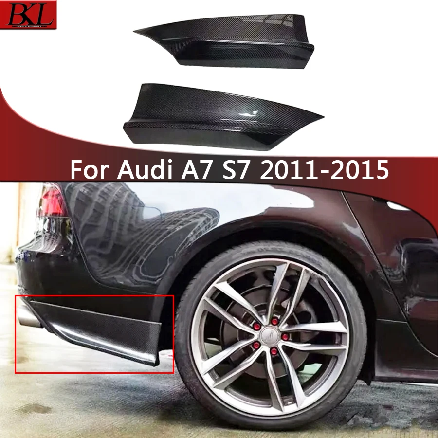 

For Audi A7 S7 2011-2015 Carbon Fiber wrap angle Car Rear Bumper Splitter Corner Trim Cover Rear Chin Upgrade body kit