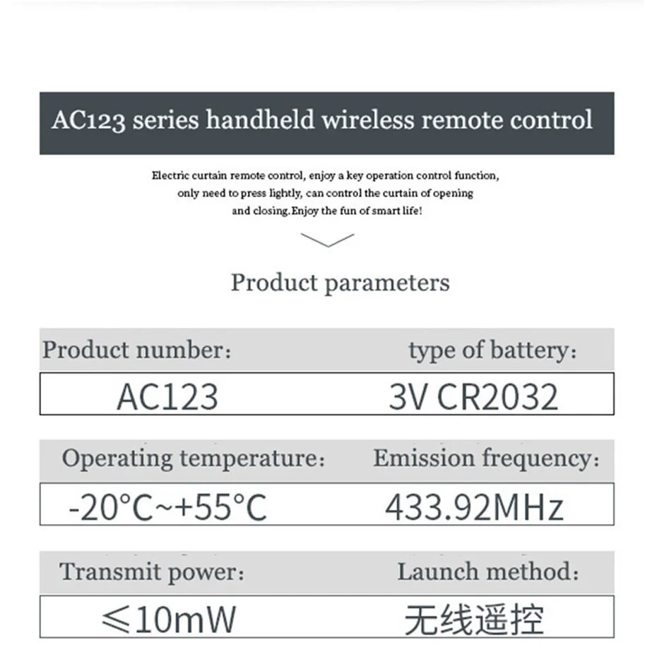 A-OK RF433 Télécommande ACree/AC114 1/2/6/16 Canal Sans Fil Émetteur pour A-OK RF433 Rideau Moteur/Tubulaire Moteurs