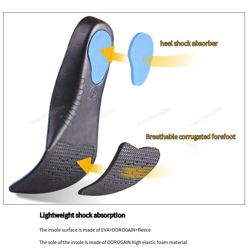 1Pair Plantar Fasciitis Arch Support Shoes Insole Orthopedic Insoles for Feet Shock-absorbing Shoe Pads Unisex Size EU34-49 image 3