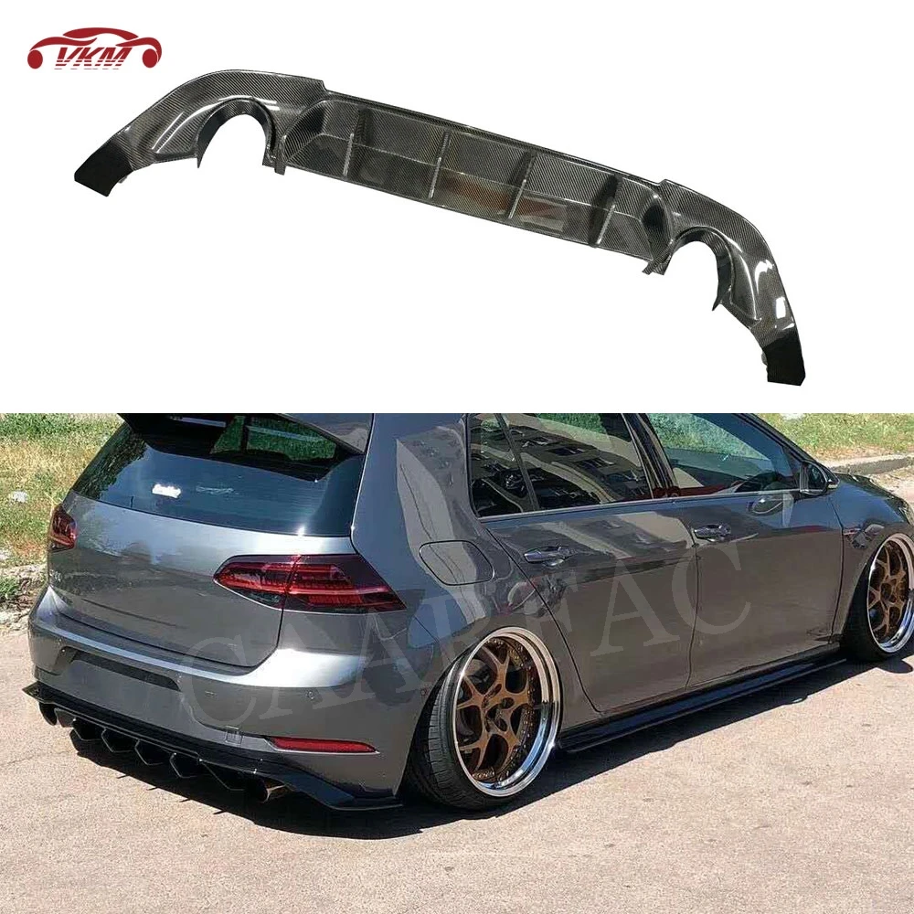 Rear Bumper Lip Spoiler for VW Golf 7.5 MK7.5 Standard And GTI 2017 2018 2019 Carbon Fiber Fins Shark Style Diffuser