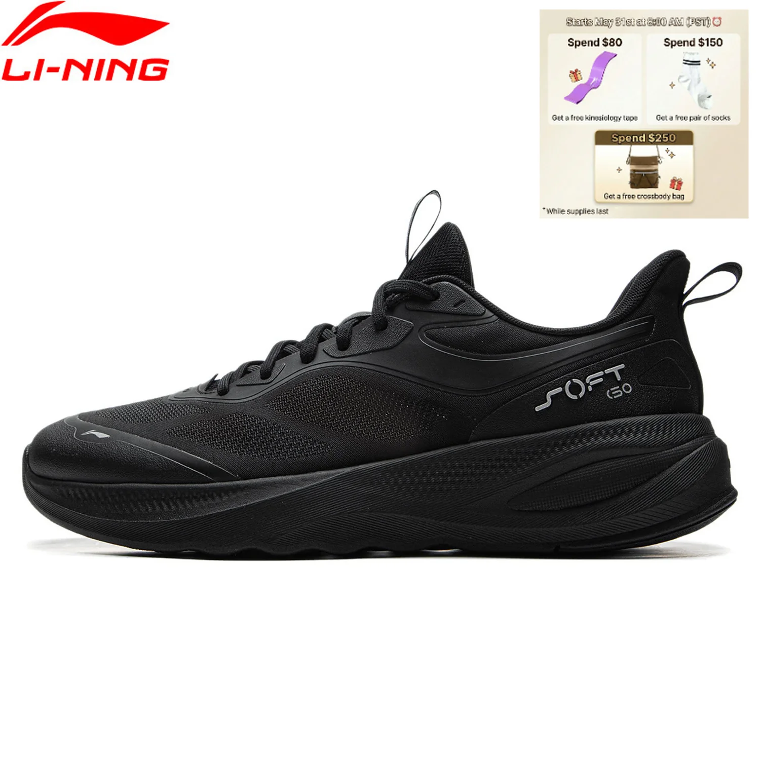 Li-Ning Men's SOFT GO 2 V4 Lifestyle Shoes COMFOAM Cushion Comfortable Breathable LiNing Stylish Casual Sneakers AGLV091