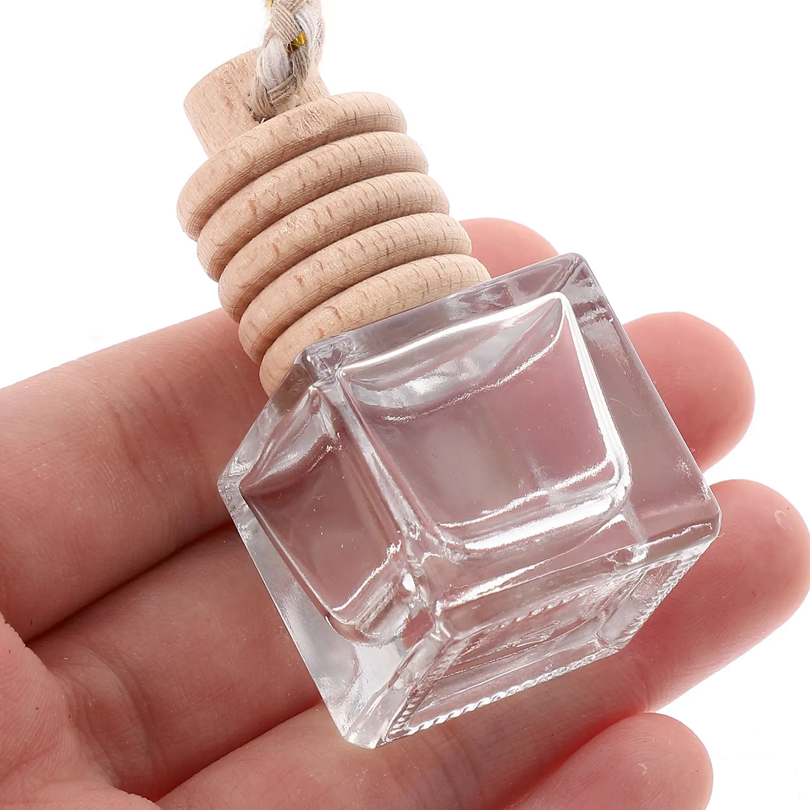 6Pcs Transparent Car Hanging Diffuser Bottles Empty Glass Perfume Bottles Refillable Air Freshener for Car Vent