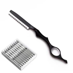 Professional Sharp Barber Razor Beard Hair Razors Cut Hair Cutting Thinning Knife Razor 10 Blades Salon Tools Barber Accessory