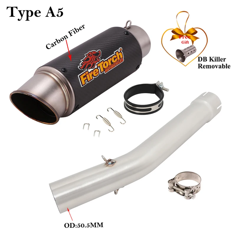 Slip On For YAMAHA YZF-R6 YZF R6 1998 - 2005 Motorcycle Exhaus System Middle Link Pipe Escape Carbon Fibe Muffler DB Killer
