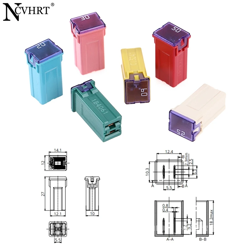 1Piece Mini Square Fuse 32V 20A 25A 30A 40A 50A60A Automotive Car Fuse With Plastic Box