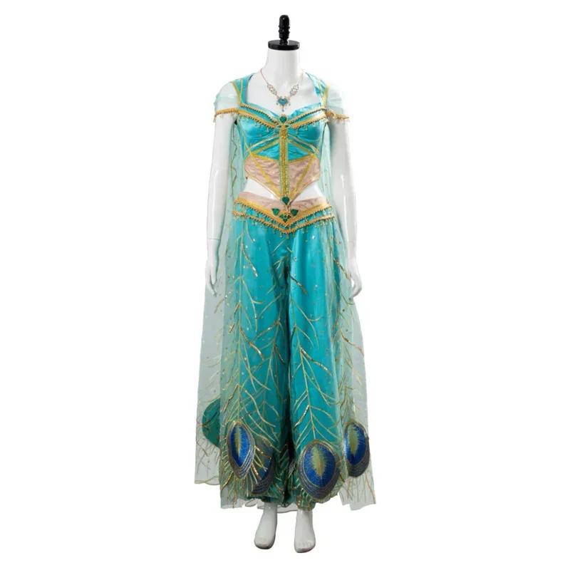 Cosaim película princesa Aladdin juego de rol Molina OMI Scott vestido verde y azul mujeres adultas Halloween carnaval código roto