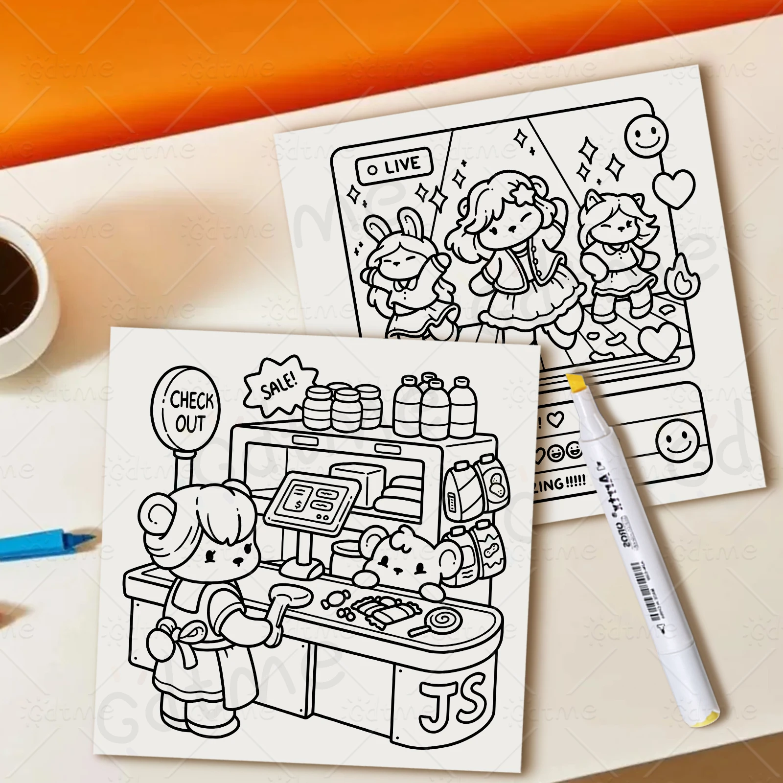 COZY JOBS Malbuch mit einfachen Mustern für Erwachsene, niedliches Zeichenbuch, perfektes Geschenk für Party und Geburtstag – Detail 9