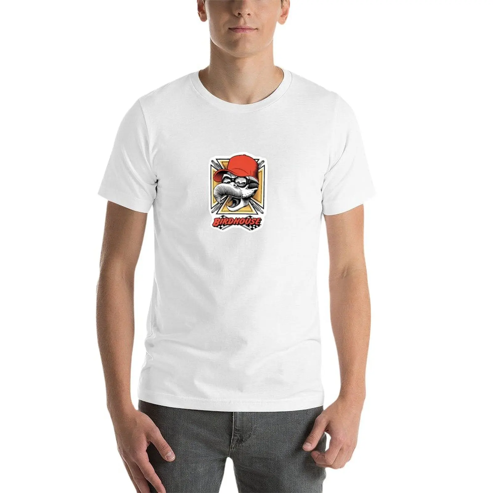 Vintage Birdhouse Tony Hawk Bird House Hook Ups Skate Brand Cartoon Hookups Hook-Ups Grim Reaper T-Shirt view 3