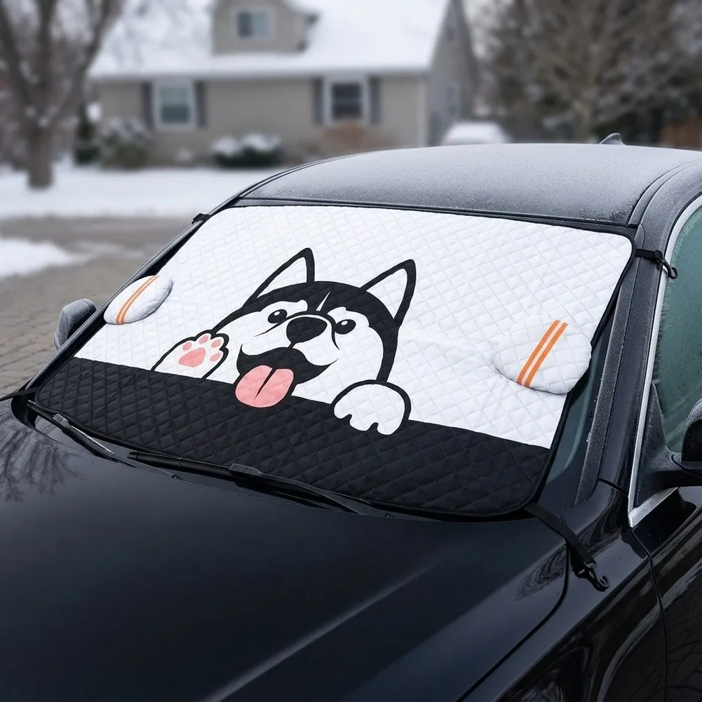 Thickened Car Windshield Cover Winter Snow Frost UV Sunshade Aluminum Film PP Cotton Non Woven 2.4m Rear Width Design