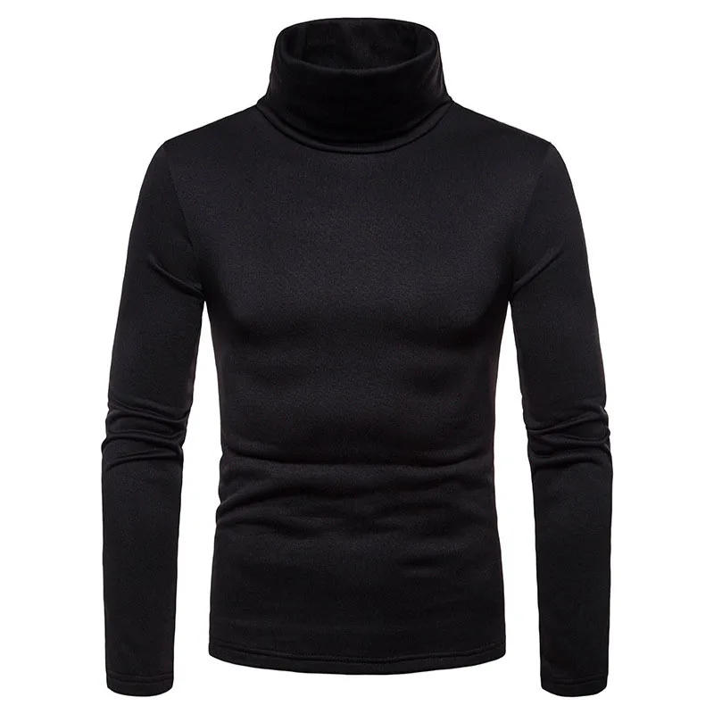 2023 Mens Autumn Turnleneck Pullover Solid Color Men Tee Shirt Tops Clothing Sweater Thin Stretch Slim Long Sleeve T Shirt MY235