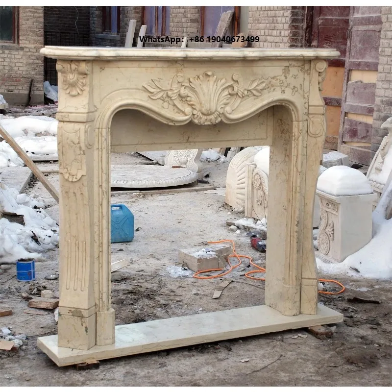 Hand Carved Western Style Indoor Decoration Marble Fireplace