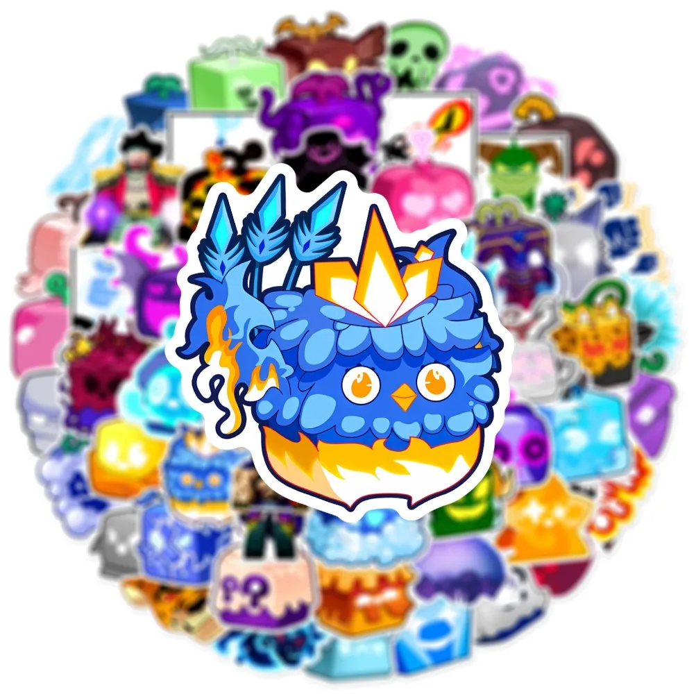 10/60PCS Cartoon Blox Fruits Stickers Aesthetic Decals Luggage Skateboard Phone Laptop Car Wall Decorative Sticker