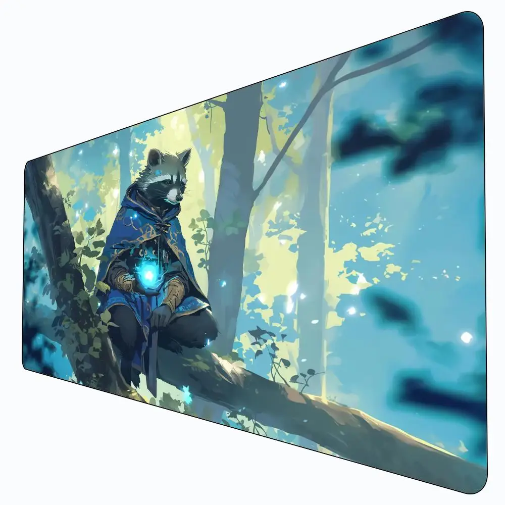 Magic Raccoon Themed Mouse Pad Card Game Mat Large Computer Office Mousepad Non-slip for MTG DTCG CCG RPG Trading Card Desk Mats