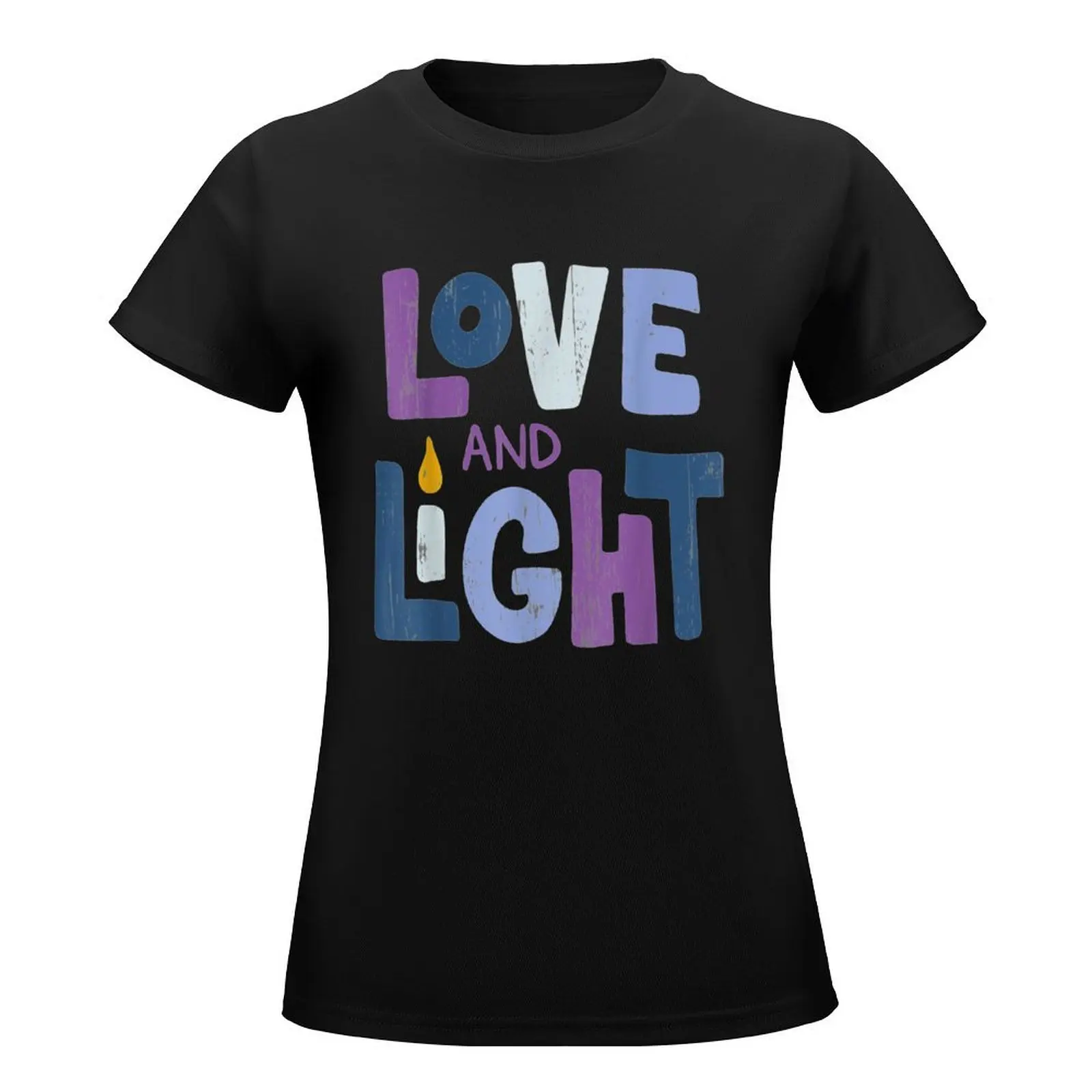 Love And Light Hanukkah T-Shirt animal print shirt for girls Short sleeve tee tshirts woman