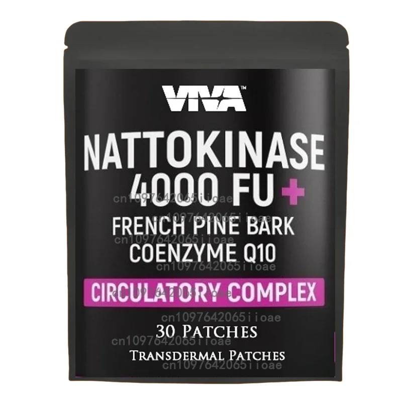 30 patchs Nattokinase patchs transdérmiques avec baies d'aubépine, fleur d'hibiscus soutient la digestion, système immunitaire