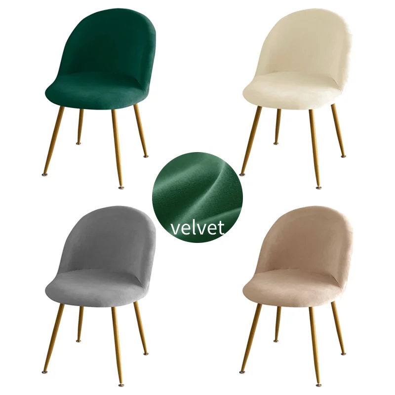 Super Soft Velvet Chair Cover Duckbill Curved Dining Chair Slipcover Low Back Stretch Seat Covers for Kitchen Hotel Small Size