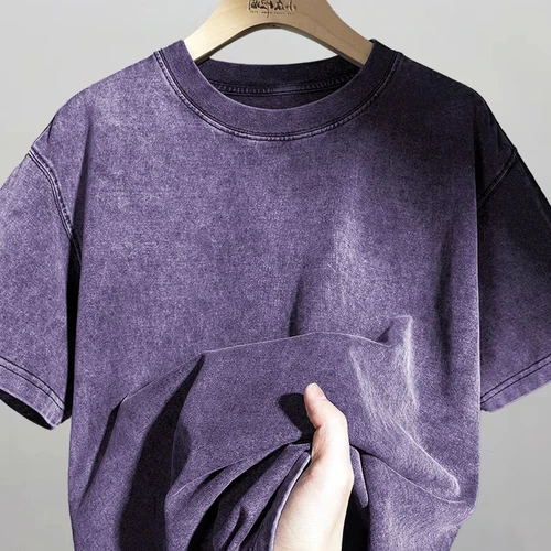 Camisetas moradas Vintage lavadas para hombres y mujeres, camiseta Retro Punk de Hip Hop callejero, camisetas informales de algodón de manga corta con lavado ácido Harajuku