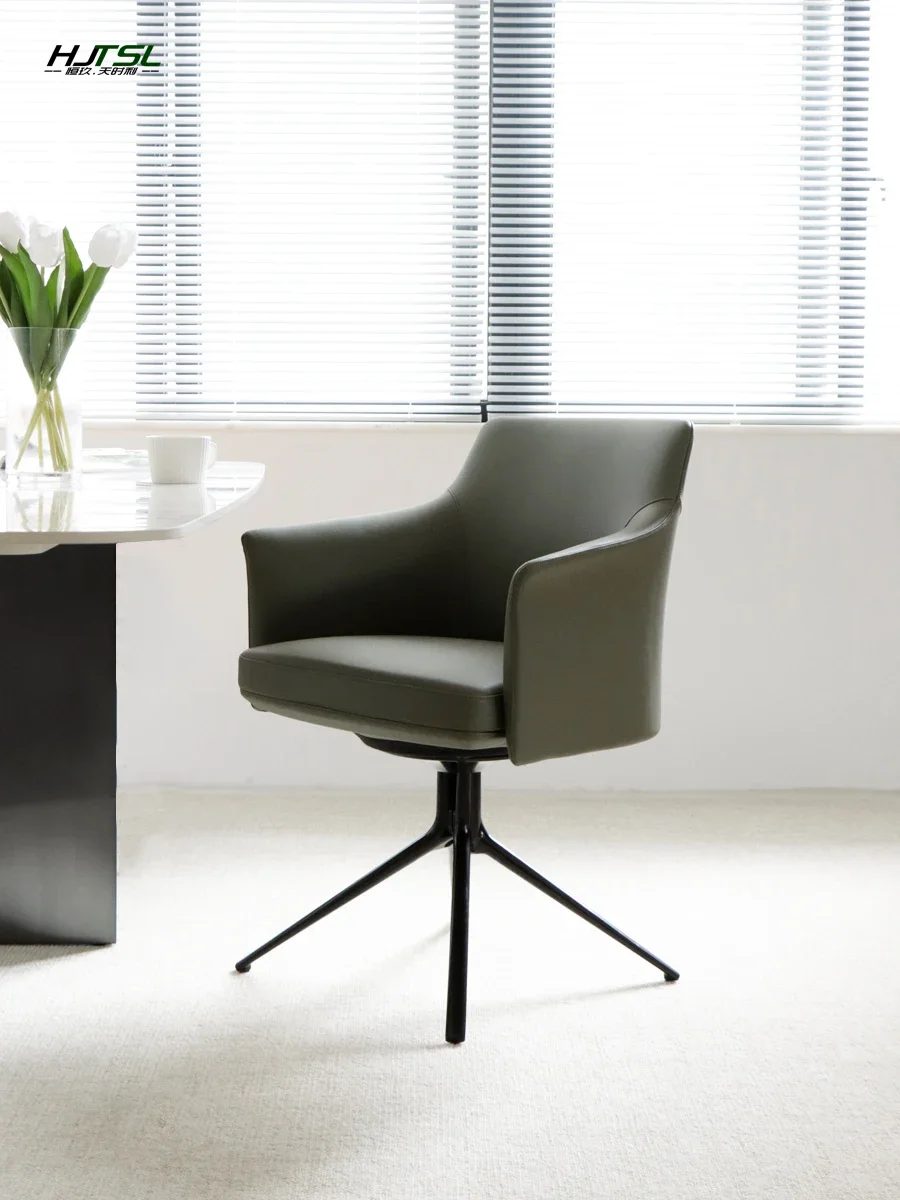Poliform Italian Minimalist Rotatable Dining Chair with Armrest Single Reception Conference Chair Desk Chair