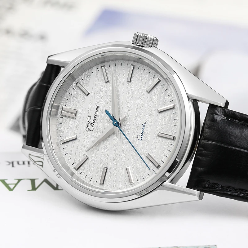 Chameri Quartz Watch VH31 Movement 316L Stainless Steel Sapphire Watches 40mm Dial Leather Strap Waterproof 50m Wirstwatch