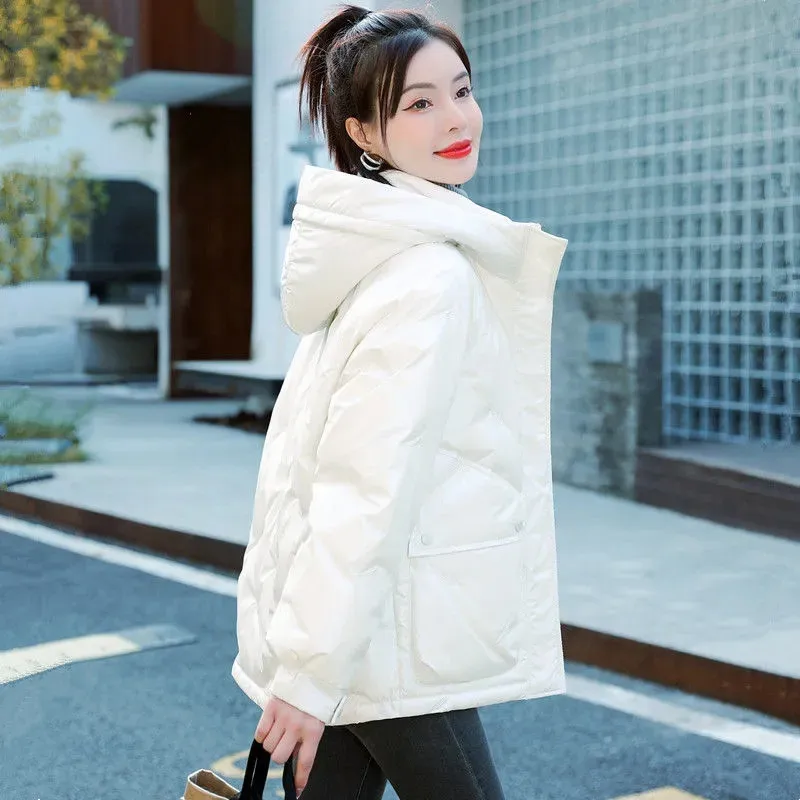 Hooded Embroidered Winter Padded Jacket Women 2022 New Style Loose Coat Fashion Thicken Keep Warm Down Cotton Ladies Outerwear