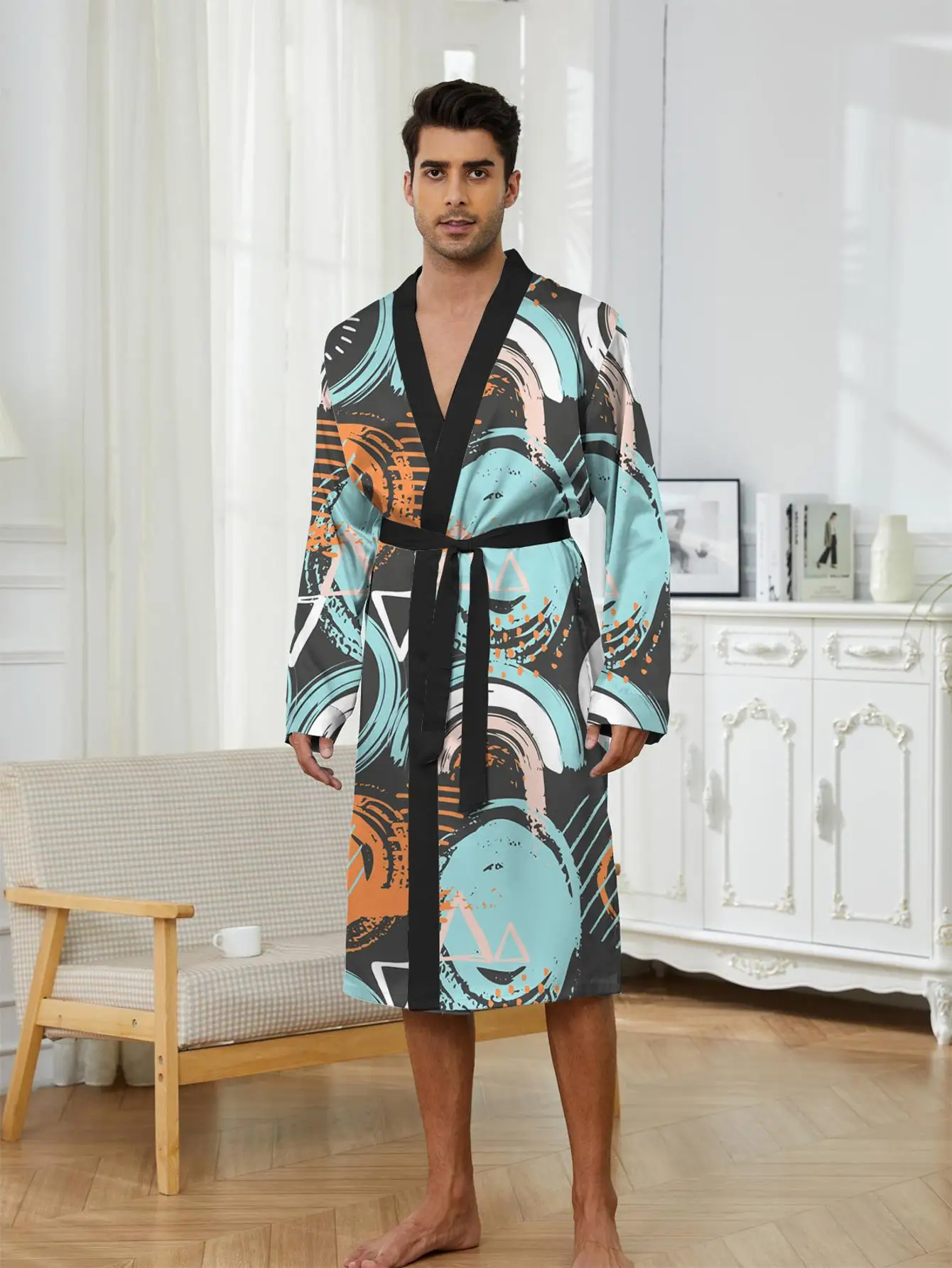 

1pcs Men's Robes 2026 Spring/Summer Men's bathrobe Sleepwear Bathrobe man Graphic Robe man 3D Printed robe Breathable