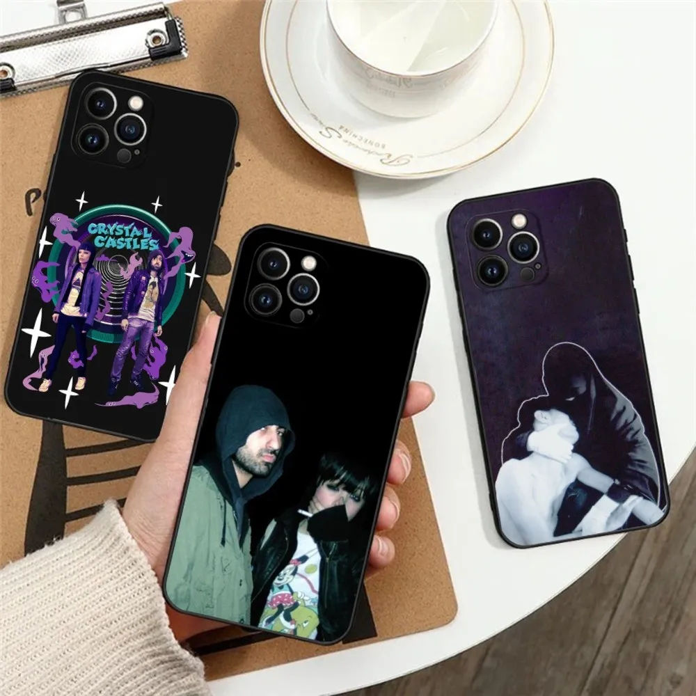 

Band C-Crystal C-Castles Phone Case For Apple iPhone 15,14,13,12,11,XS,XR,X,8,7,Pro,Max,Plus,mini Silicone Black Cover