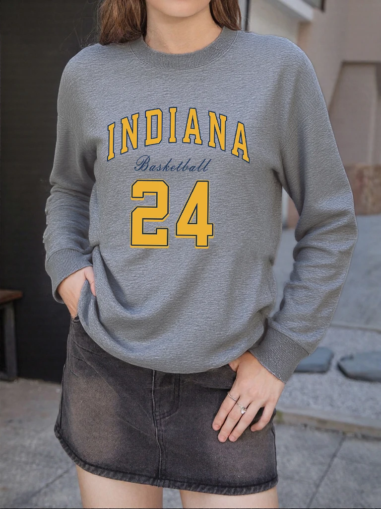 

Indiana Basketba 24-пись Женская одежда Спортивная дышащая одежда Креативные толстовки с длинными рукавами Уличная спортивная одежда в стиле Харадзюку