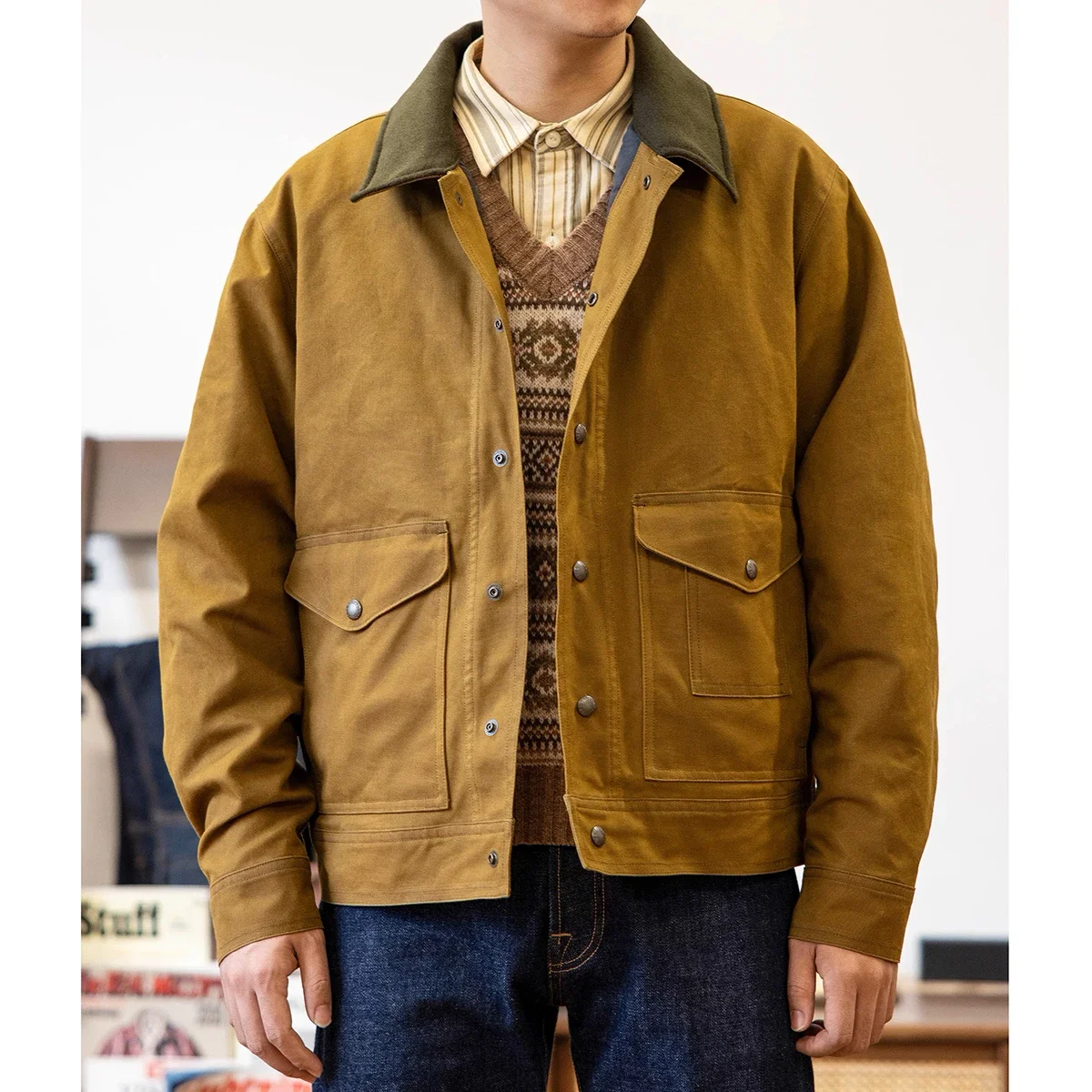 

Red Tornado Waxed Cotton Canvas Jacket Water Resistant Heritage Style Men's Work Outerwear