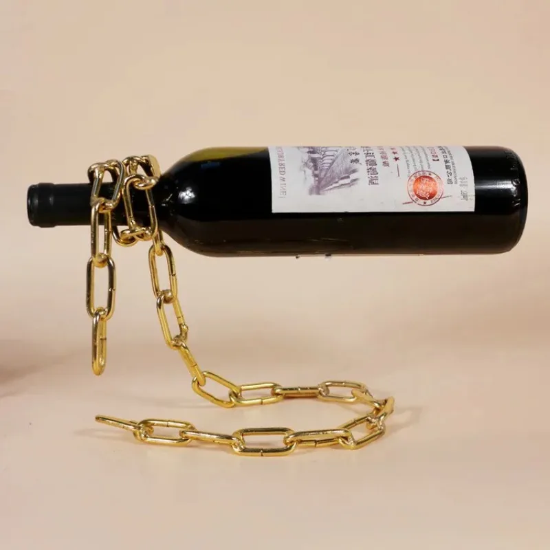 Hanging Chain Rack Fashionable Wine Bottle Holder New Creative Iron Rope Wine Rack Kitchen Dining Room Cellar Bar Decor Ornament