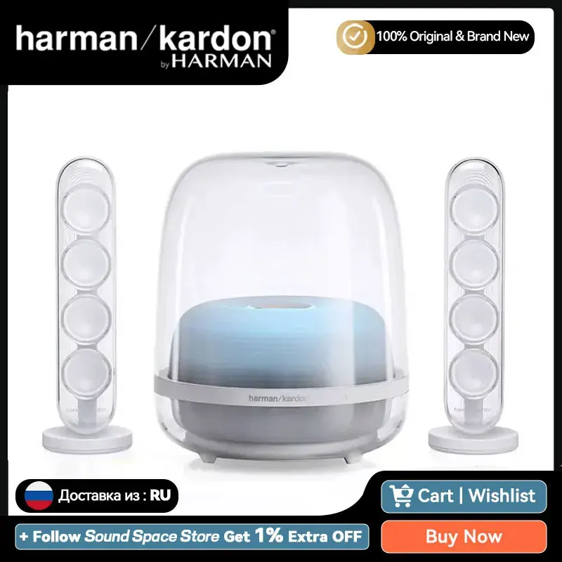 100% Оригинальные звуковые колонки Harman Kardon, 4 динамика, Bluetooth-колонка, 2,1 каналов, стереозвук 3,5 мм, семейная звуковая система