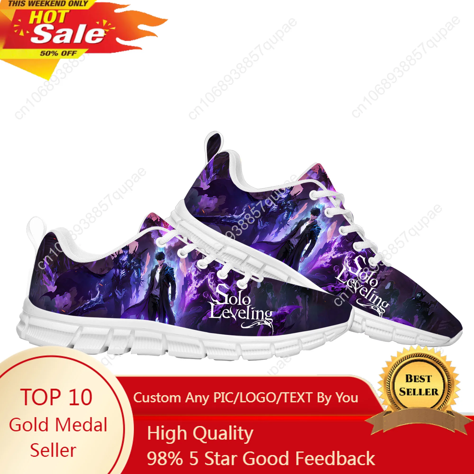 

Anime Manga Solo Leveling Sung Jin-Woo Sports Shoes Men Women Teenager Sneakers Fashion Casual Hiking Sneaker Custom Built Shoes