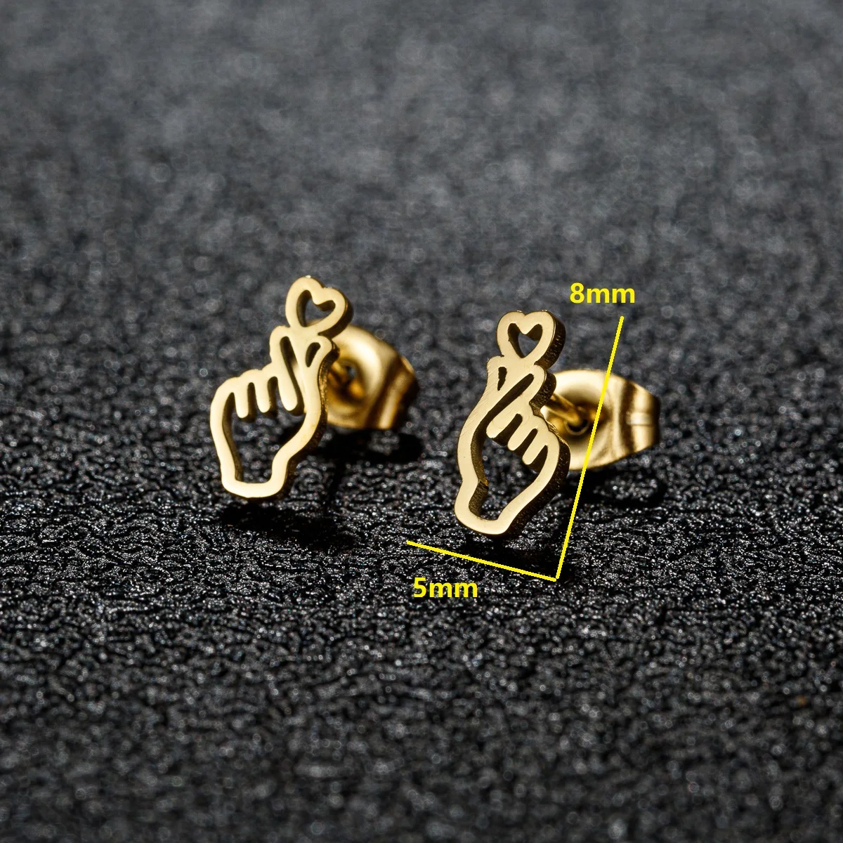 1Pair  Stainless Korean Hand Earrings Women Jewelry Stainless Steel Earings Show your Love Heart Stud Earrings