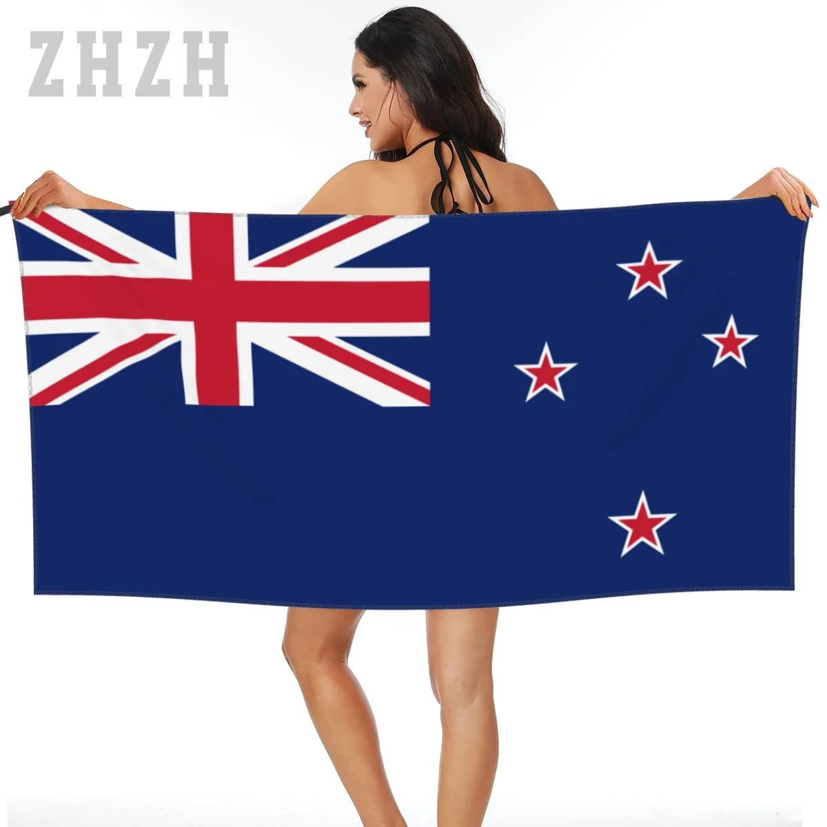 

More Design New Zealand Flag Kiwi Emblem Bath Towel Quick dry Microfiber Absorbing Soft Water Breathable Beach Swimming Bathroom