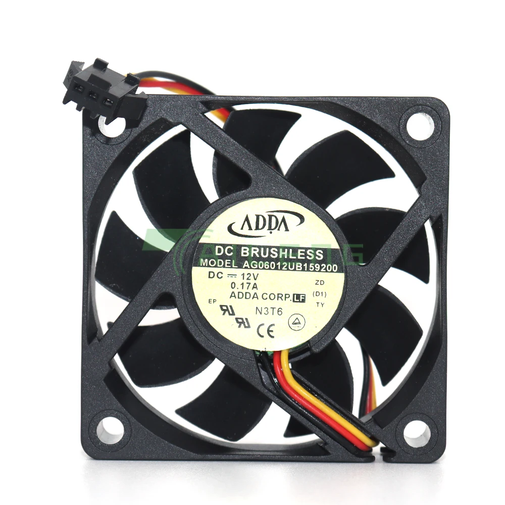 for ADDA AG06012UB159200 DC 12V 0.17A 60x60x15mm 3-Wire Server Cooling Fan