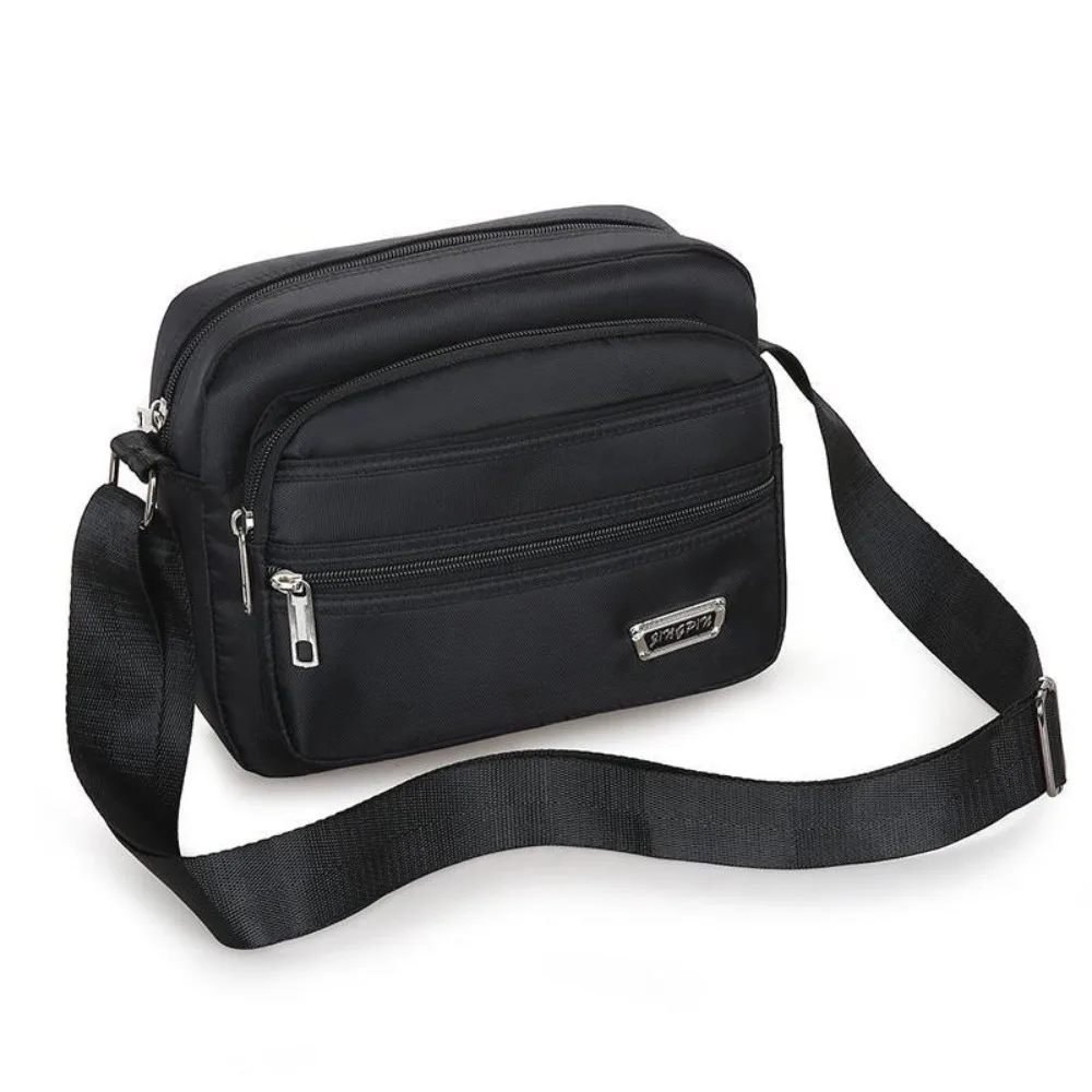 

Large Capacity Men's Shoulder Bag Waterproof Multi Layer Oxford Cloth Bag Zipper Wide Strap Messenger Crossbody Bag Business