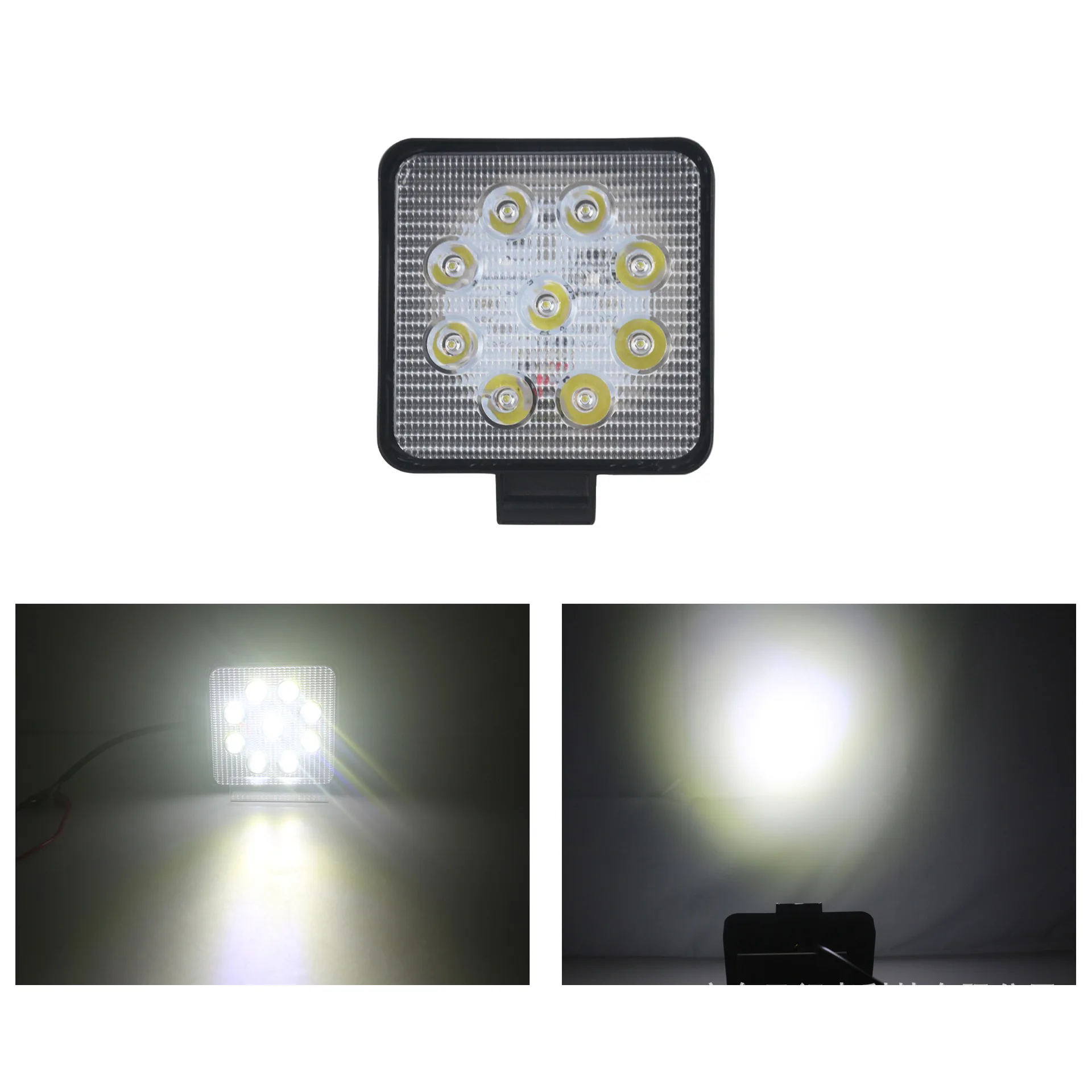 9-LED 27W Square Off-Road Light Bar - Waterproof Fog Lamp for Truck Tractor SUV, Durable Bumper Work Light