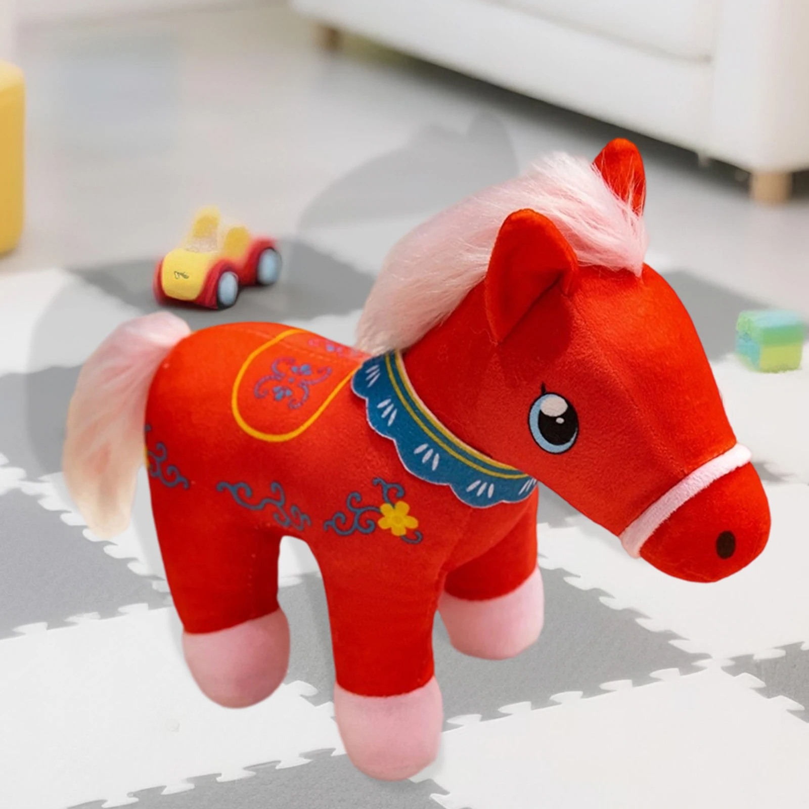 Creatieve paard pluche mascotte schattige dierenriem paard gevulde pop voor bedrijfsevenementen festival decor
