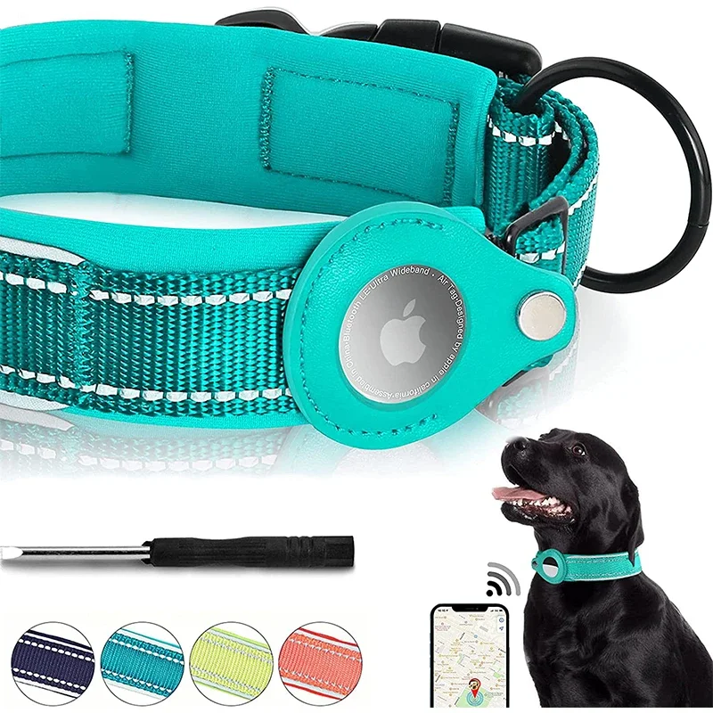 For Outdoor Airtags Dog Collar with GPS Finder Anti-lost Loop Collar Pets Case for Apple Airtags Locator Tracker Dog Supplies