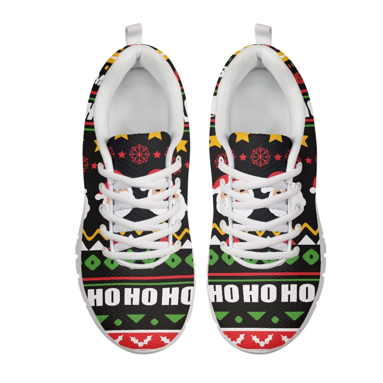 Coloranimal Santa Claus Theme Mesh & EVA Sole Women Sneakers Lace-up Tennis Sneakers for Womens 2026 New