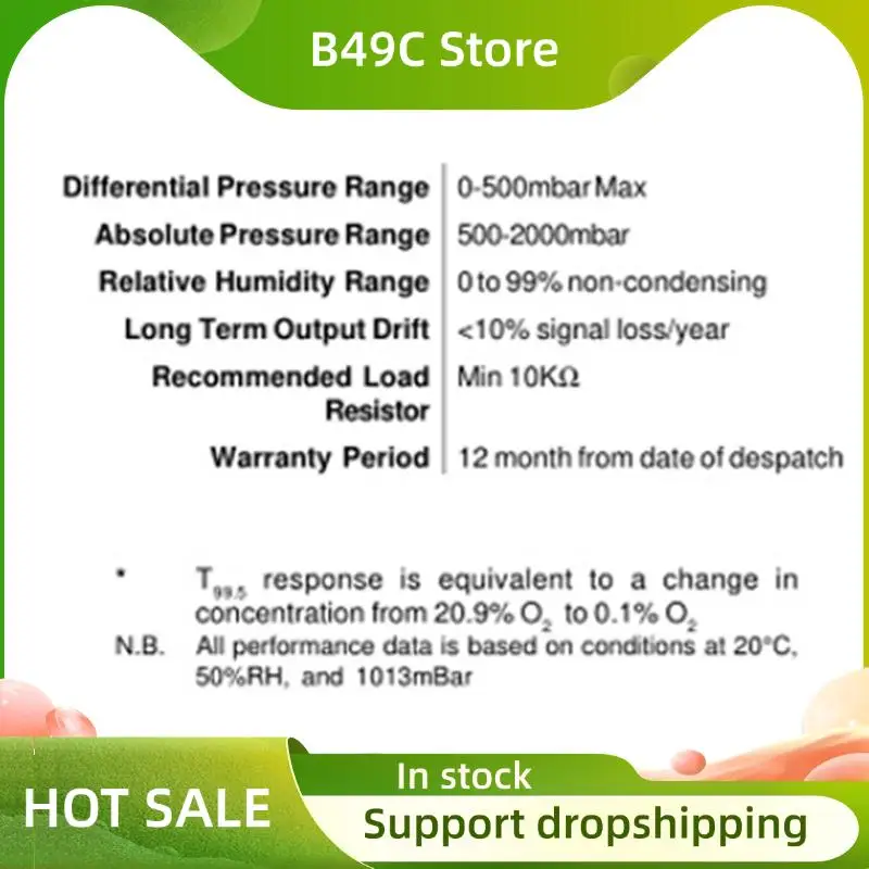 

B49C 3X Датчик кислорода AO-02 Детектор газа, совместимый с AO2 AA428-210 AO2PTB-18.10