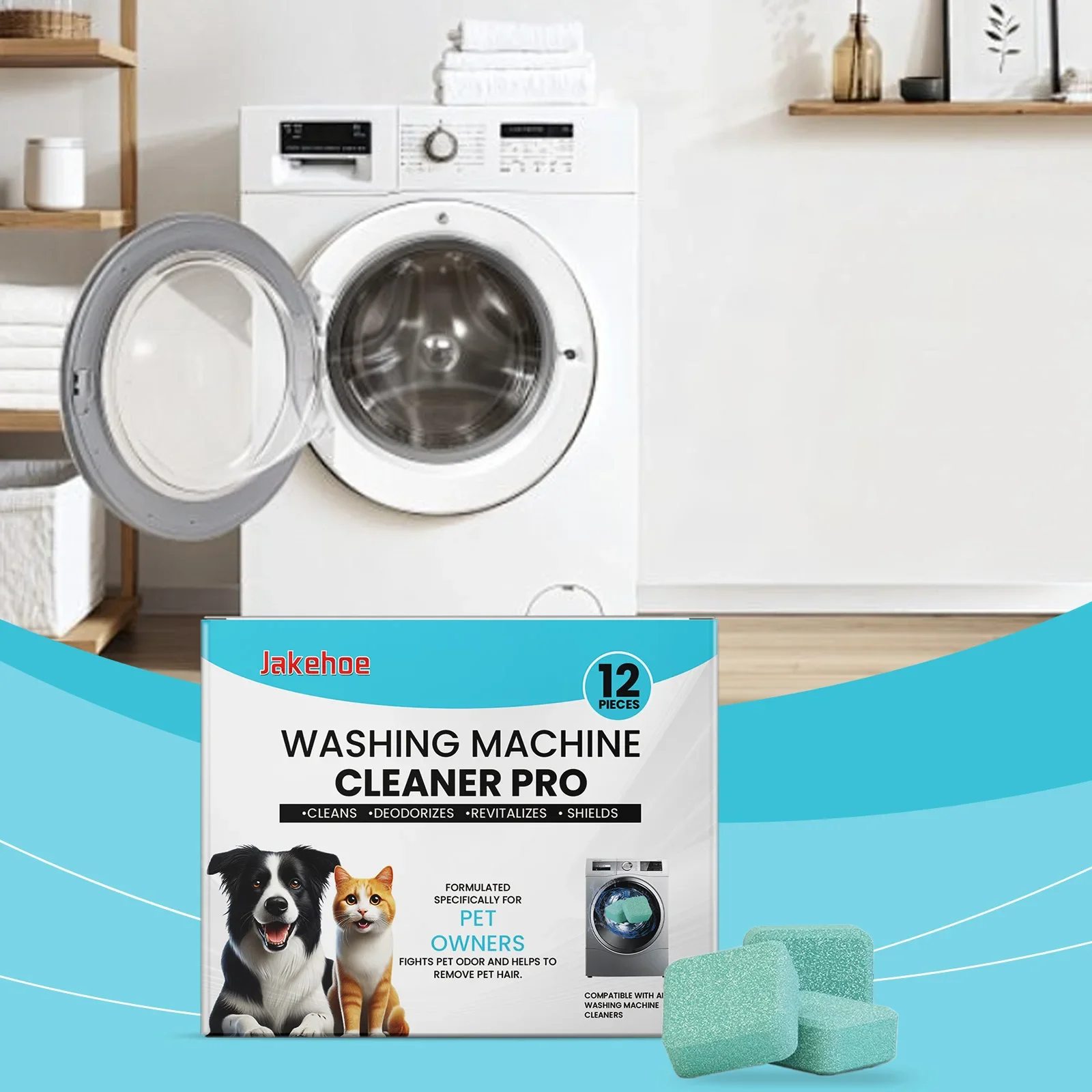 

Washing Machine Cleaner for Pet Owners Eliminating Pet Odors Remove Pet Hair Cleaning Washing Machine Slots Cleaning Agent 12PCS