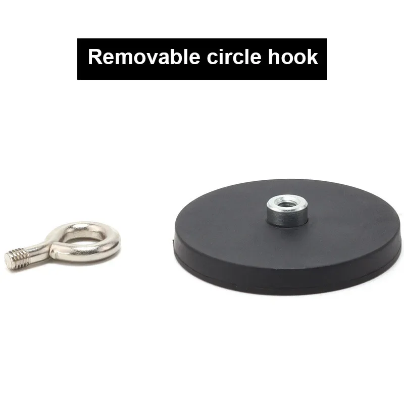 5Pcs D22/31/43/66/88mm Round Rubber-Coated Magnet Hook Strong Magnets Fishing Rubber Coated Lifting Ring Magnets Hooks