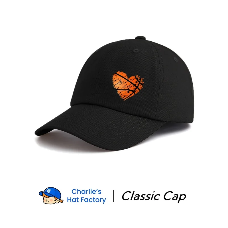 1 pc BASKETBALL HEART Printed Baseball Cap, Stylish Trendy Classic Soft Sweatband Adjustable Size