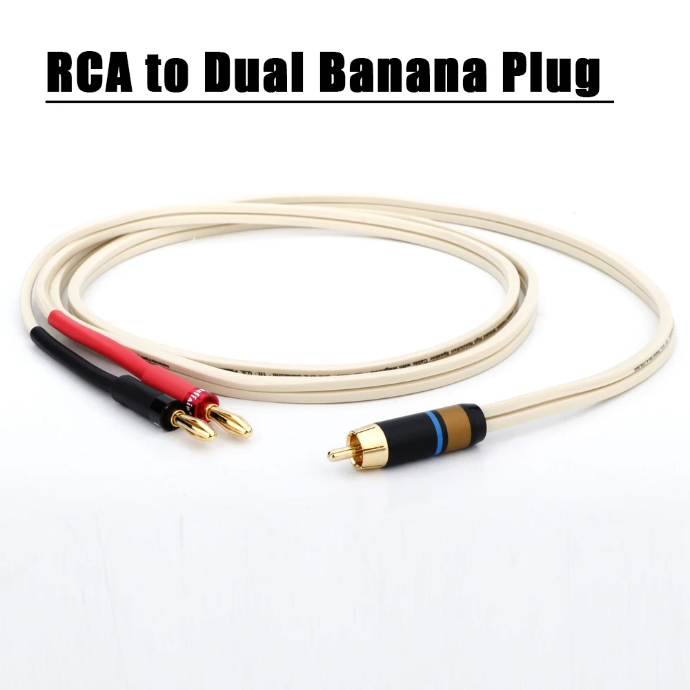 1pcs Monster RCA to Dual Banana Plug Spade 2Y 1m 2m 3m for AMP Soundbox Sub-woofer Gold Plating Audio Cable