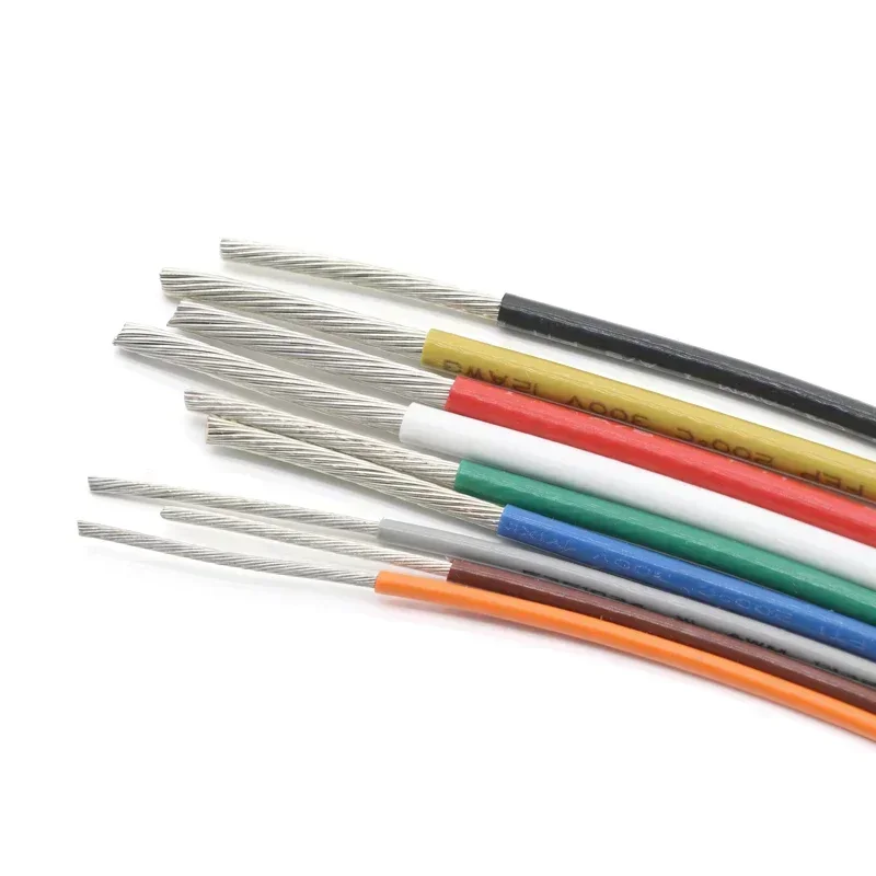 2/5/10M UL1332 PTFE Wire FEP Plastic Insulated High Temperature Electron Cable 28/26/24/22/20/18/16/14/12/10AWG For 3D Printer