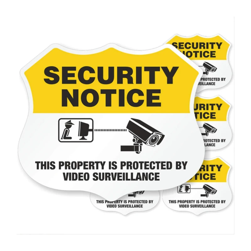 10 قطعة 8.3*7 سنتيمتر "محمية بالمراقبة بالفيديو" ملصقات ، علامات إشعارات السلامة ، ملصقات لاصقة عاكسة ، ملصق تحذير #3
